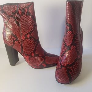 AQUA "Soren" Red Snake Print Ankle Boot, Size 7M, NIB